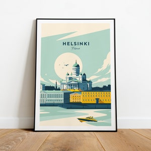 Folkloristischer Reisedruck - Finnland, Helsiniki Poster, Hochzeitsgeschenk, Geburtstagsgeschenk, Benutzerdefinierter Text, personalisiertes Geschenk