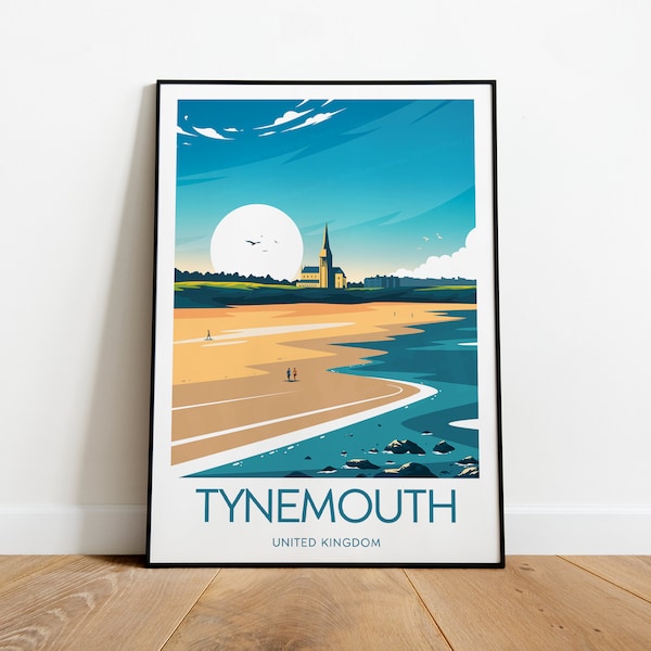 Tynemouth travel print - Uk, Tynemouth poster, Wedding gift, Birthday present, Custom Text, Personalised Gift