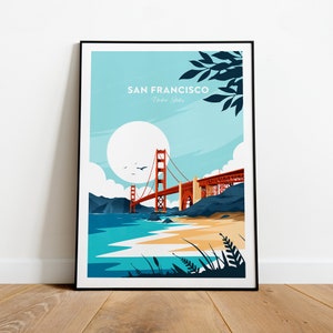 San Francisco traditional travel print - Golden Gate Bridge, San Francisco print, USA poster, Wedding gift, Custom Text, Personalised Gift