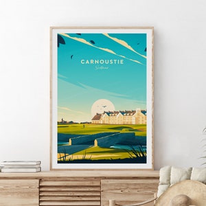 Carnoustie traditioneller Golf Druck - Schottland, Golf Druck, Carnoustie Poster, Hochzeitsgeschenk, Geburtstagsgeschenk, Benutzerdefinierter Text, personalisiertes Geschenk