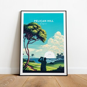 Pelican Hill traditional golf print - California, Pelican Hill poster, Birthday present, Wedding gift, Custom Text, Personalised Gift