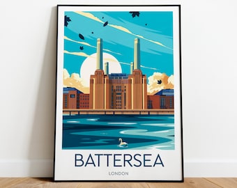 Battersea travel print - London, Battersea power station poster, London print, Wedding gift, Birthday present