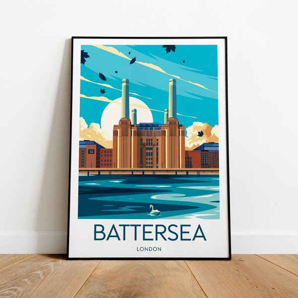 Impression de voyage Battersea - Londres, affiche de la centrale électrique de Battersea, impression de Londres, cadeau de mariage, cadeau d'anniversaire
