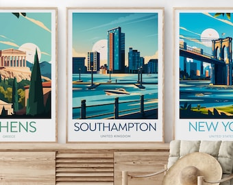 Southampton travel print - Uk, Southampton print, Southampton poster, Hampshire poster, Wedding gift, Custom Text, Personalised Gift