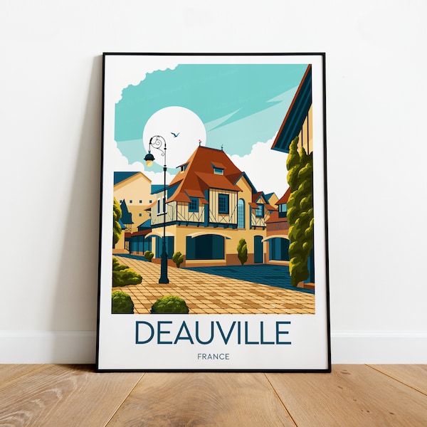 Impression de voyage Deauville - France, affiche Deauville, impression France, cadeau de mariage, cadeau d'anniversaire, texte personnalisé, cadeau personnalisé
