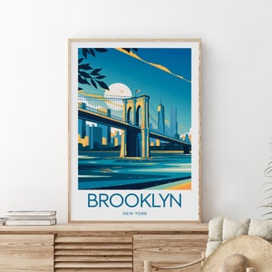 Brooklyn travel print - New York, Brooklyn Bridge, New York poster, Wedding gift, Custom Text, Personalised Gift