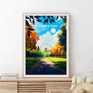St James's Park traditioneller Reisedruck - London, St James's Park Poster, Hochzeitsgeschenk, Geburtstagsgeschenk, benutzerdefinierter Text, personalisiertes Geschenk