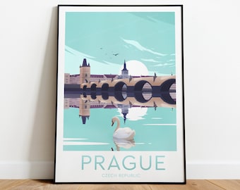 Prague travel print - Czech Republic, Custom Text, Personalised Gift