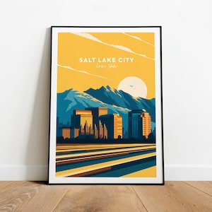 Salt Lake City traditioneller Reisedruck - USA, Utah Poster, Salt Lake City Poster, Geburtstagsgeschenk, Hochzeitsgeschenk