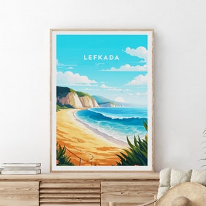 Lefkada traditional travel print - Greece, Lefkada print, Lefkada poster, Wedding gift, Birthday present, Custom Text, Personalised Gift