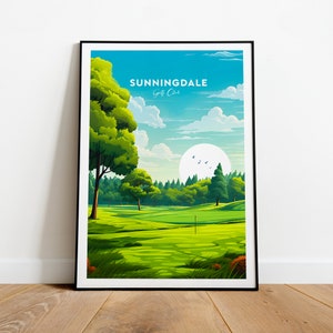 Sunningdale traditional golf club print - Uk, Sunningdale prints, Sunningdale artwork, Custom Text, Personalised Gift