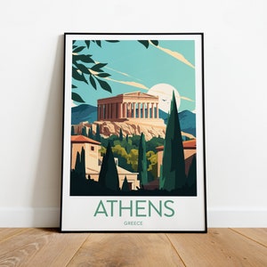 Impresión de viaje de Atenas - Grecia, póster de Atenas, póster de Grecia, regalo de cumpleaños, regalo de boda, texto personalizado, regalo personalizado