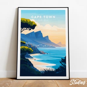 Cape Town traditional travel print - South Africa, Cape town print, Cape Town poster, Cape Town Illustration, South Africa, Wedding gift