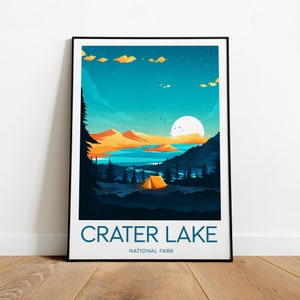Crater Lake travel print - National Park, Crater Lake poster by NickStudios, Custom Text, Personalised Gift