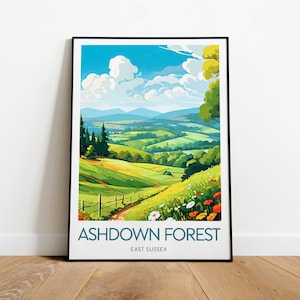 Ashdown forest travel print - East Sussex, Ashdown forest artwork, Ashdown forest poster, Wedding gift, Birthday present