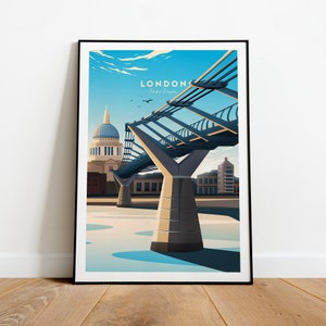 London traditional travel print - United Kingdom - St Paul's, Custom Text, Personalised Gift