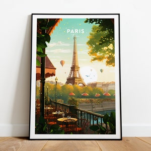 Impresión de viaje tradicional de París: Torre Eiffel, póster de París, impresión de la Torre Eiffel, regalo de boda, texto personalizado, regalo personalizado