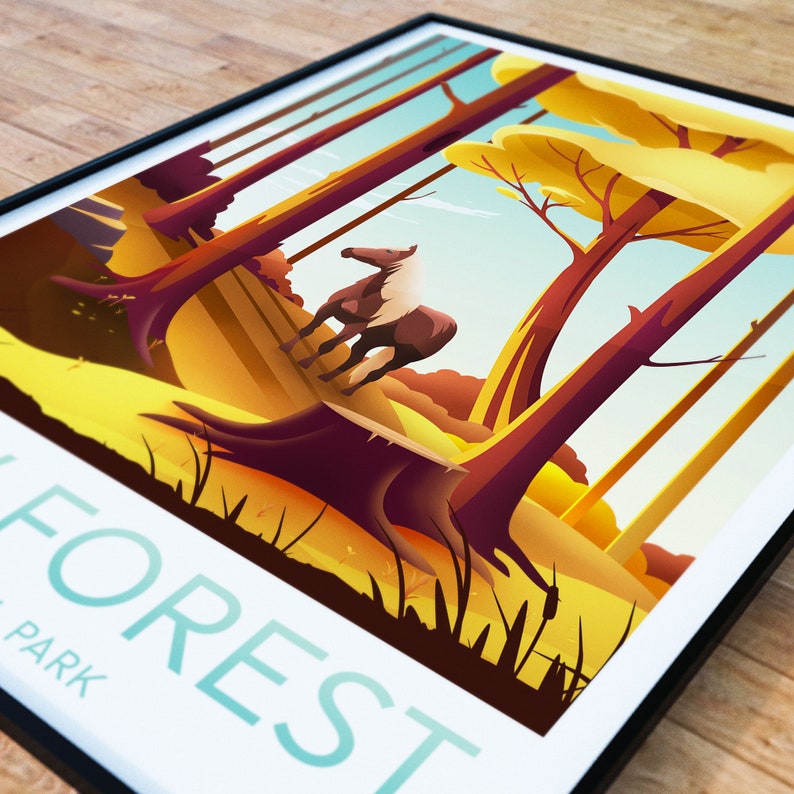 New Forest reisprint Nationaal Park, aangepaste tekst, gepersonaliseerd cadeau afbeelding 2