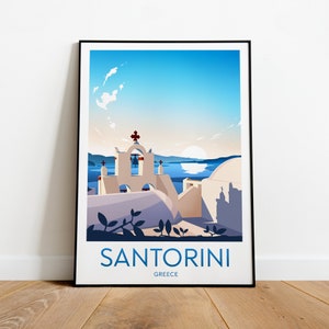 Santorini travel print - Greece, Custom Text, Personalised Gift