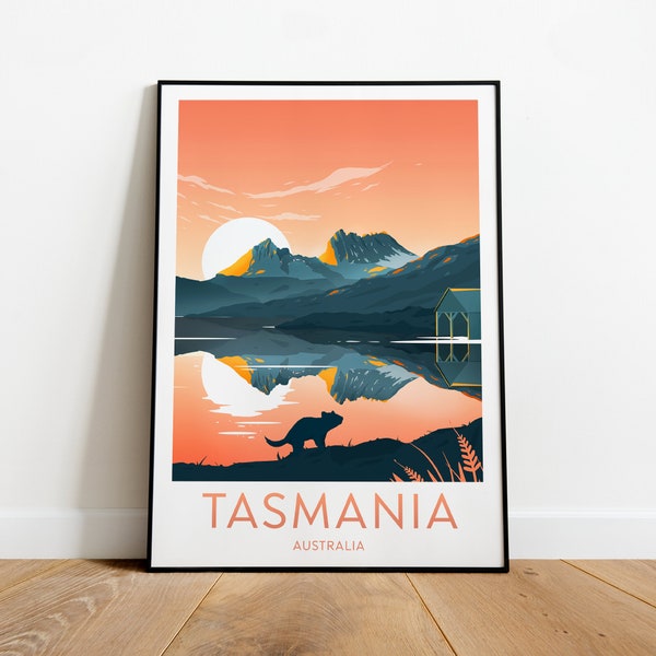 Tasmania travel print - Australia, Custom Text, Personalised Gift