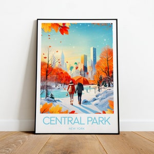 Impression de voyage Central Park - New York, affiche Central Park, impression patinage, cadeau de mariage, cadeau d'anniversaire, texte personnalisé, cadeau personnalisé