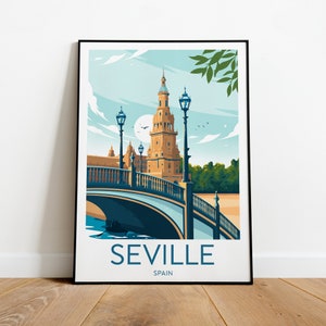 Seville travel print - Spain, Seville poster, Seville print, Wedding gift, Birthday present, Custom Text, Personalised Gift