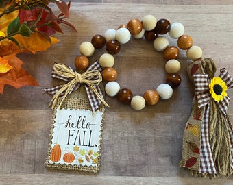 Fall Beaded Garland, Fall Tiered Tray Decor, Farmhouse Beads, Thanksgiving, Wooden Bead Garland, Tiered Tray Decor, Leaves, Pumpkins