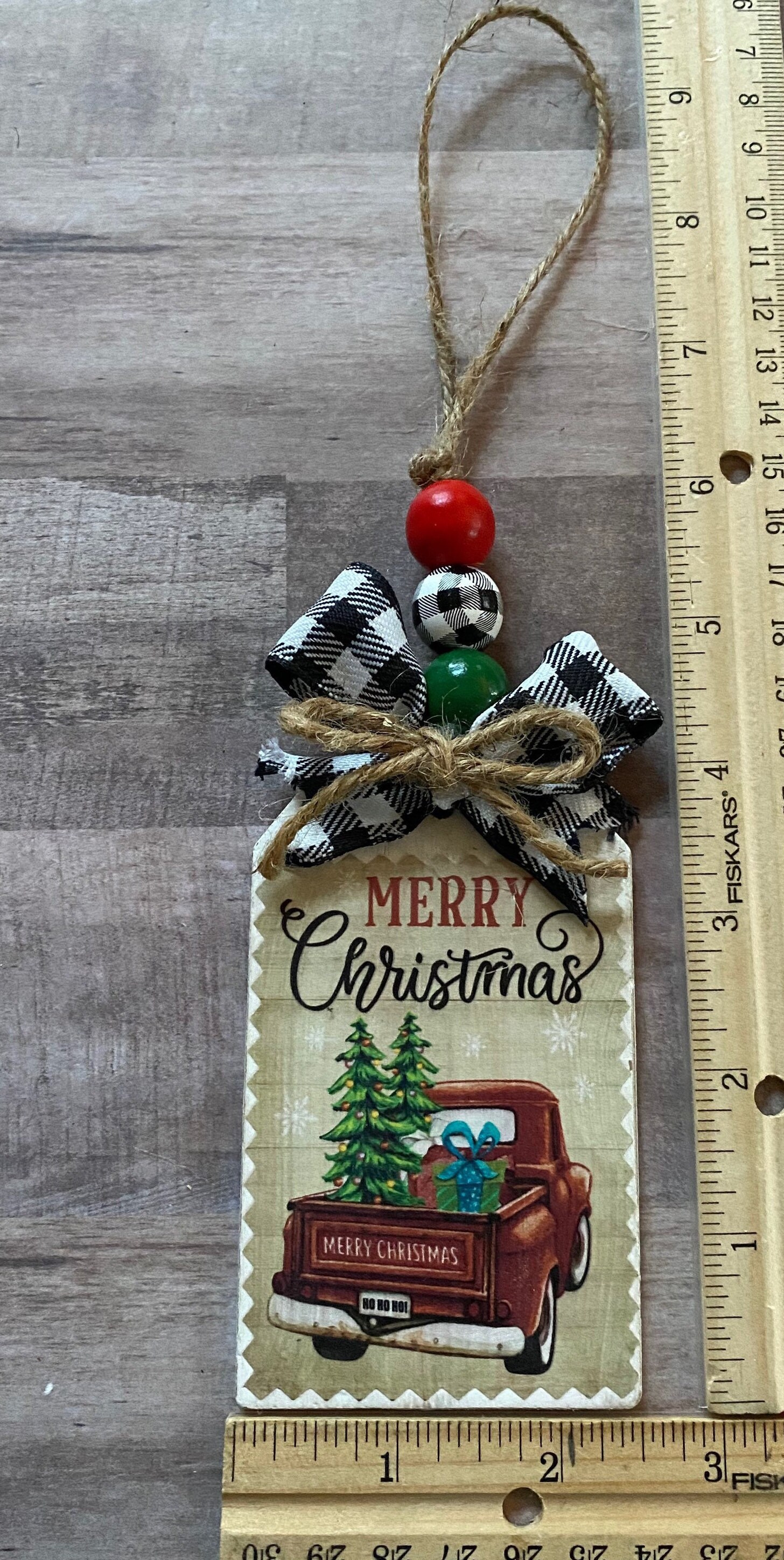 Little Red Truck Wood Tags Farmhouse Christmas Ornaments - Etsy