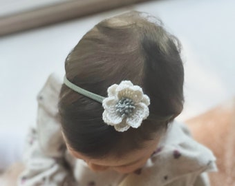 Faixa de cabelo para recém-nascido - Faixa de cabelo de crochê com flor, presente para o primeiro aniversário