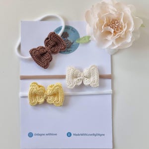 Handmade Crochet Baby Headband Set: Cotton Bow Hair Accessory