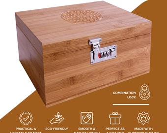 Wooden Storage Box With Lid Clasp & 9 Sections Compartments/ Keepsake Decorative Wooden Storage Box With Lid Clasp & 9 Sections Compartments/ Keepsake Decorative