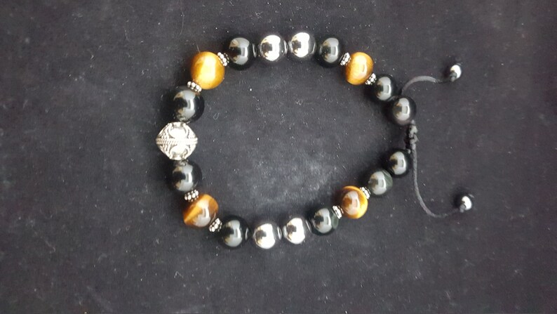 Obsidian and Silver,Mens Gifts Gift For Men Birthday, Men Bracelet Beaded Tiger Eye