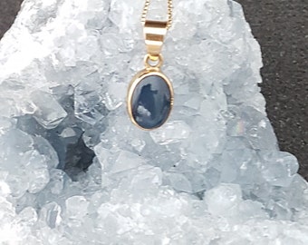 Sapphire and Gold Pendant, Blue Sapphire Pendant, Faceted Sapphire Pendant, Sapphire Necklace, 18K Gold and Sapphire necklace, Great gift