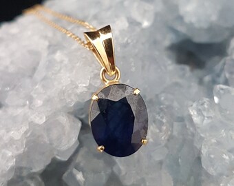Blue Radiance Pendant – Faceted Sapphire Necklace in 18k Gold with Italian Chain- Handmade Fine Jewelry Gift