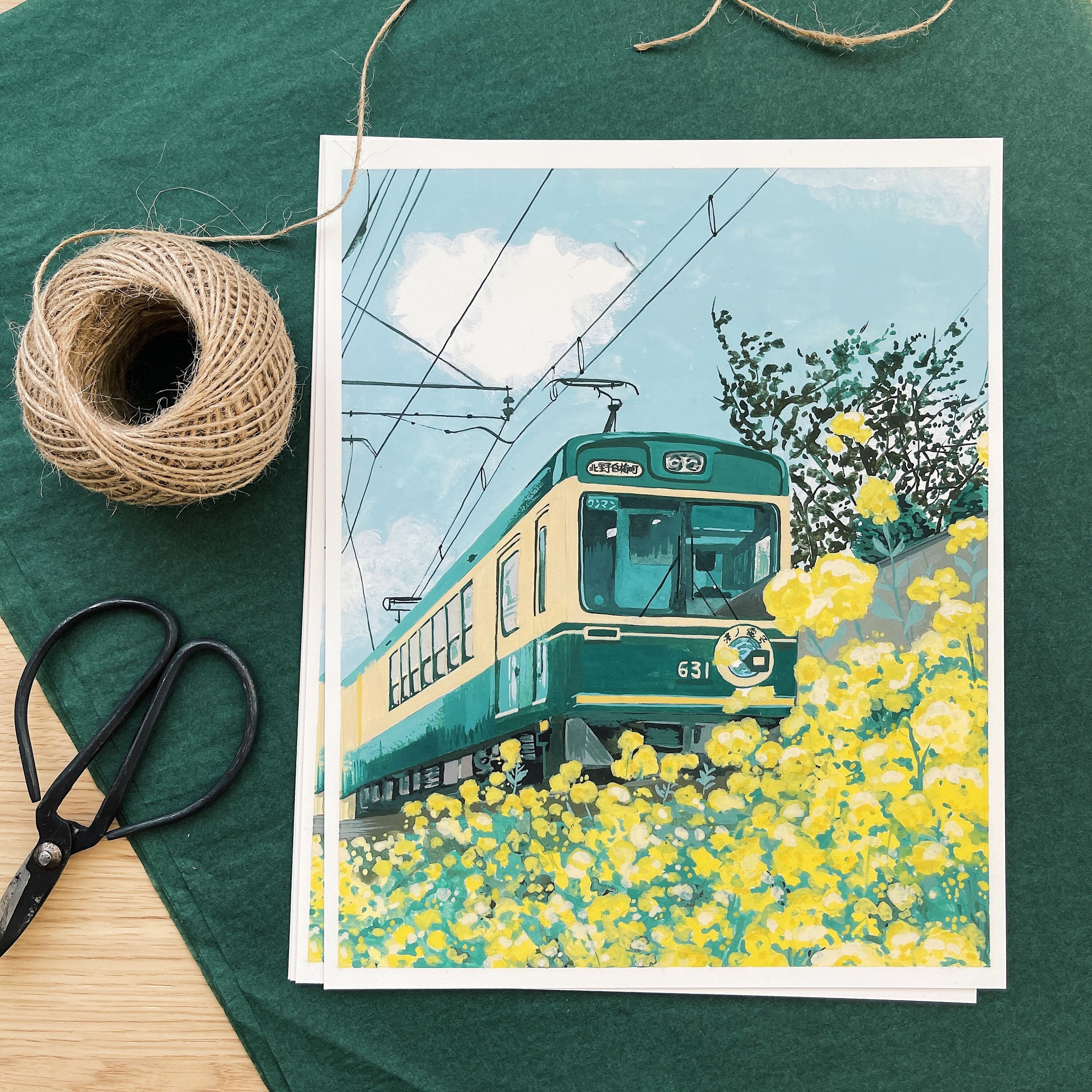 Kyoto Train Gouache Illustration Art Print