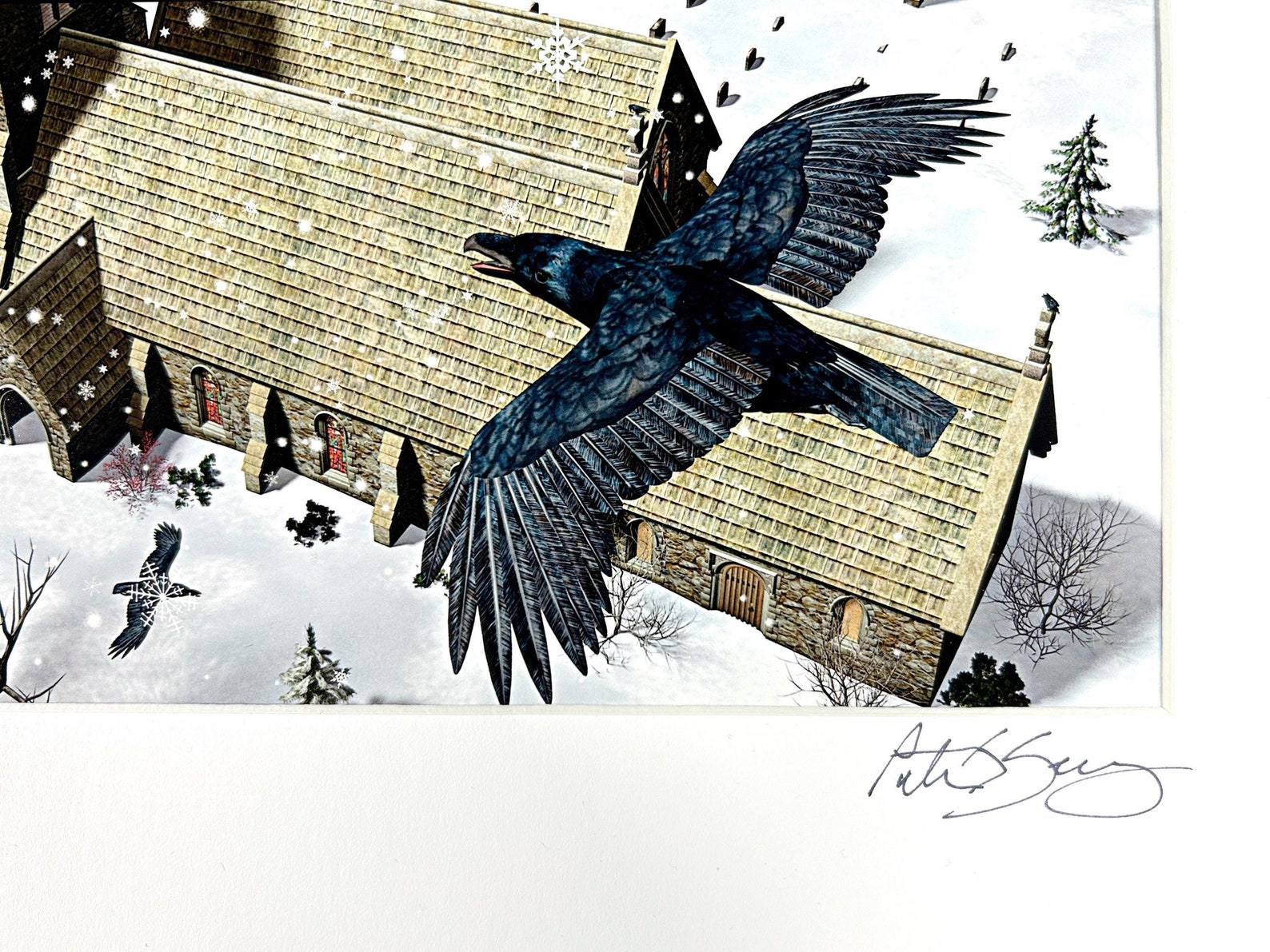 Raven Church Winter Art by Peter J. Sucy