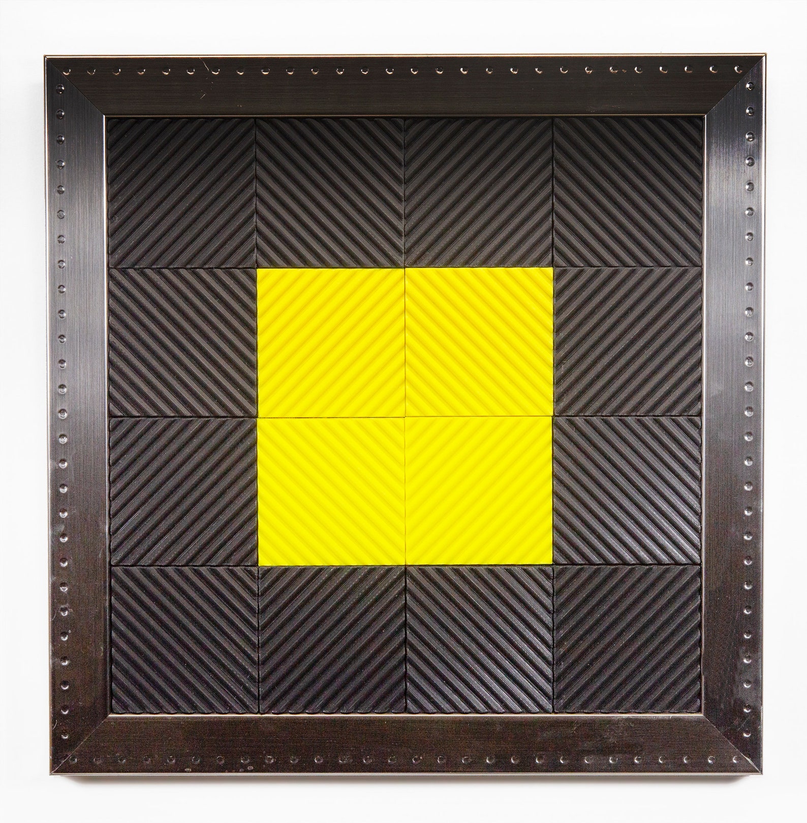 Yellow & Black Geometric Wall Sculpture by Peter J. Sucy