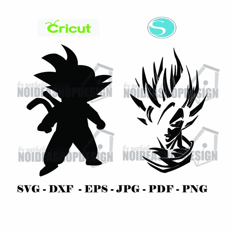 Download Goku boy and face Silhouette Dragon ball z svg cricut Goku ...