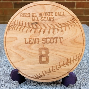 Baseball Trophy | Wooden Sports Trophy | Gift for Athletes | Commemorative Plaque