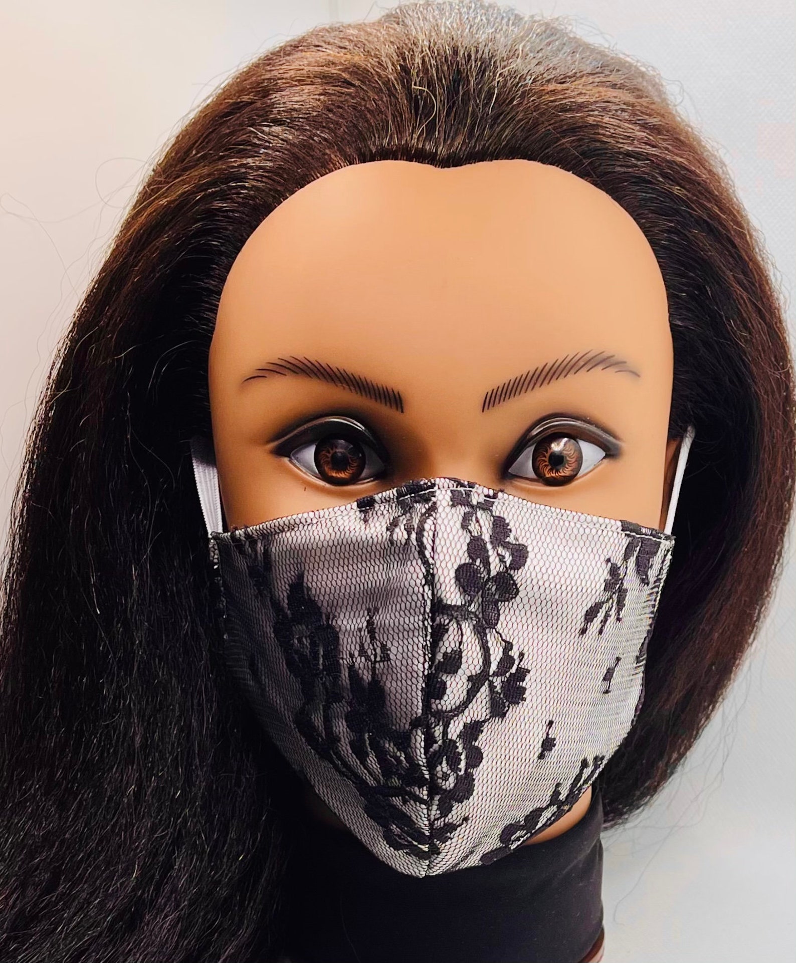 Black Lace on Satin Face Mask Satin Mask PPE Reusable Face Etsy