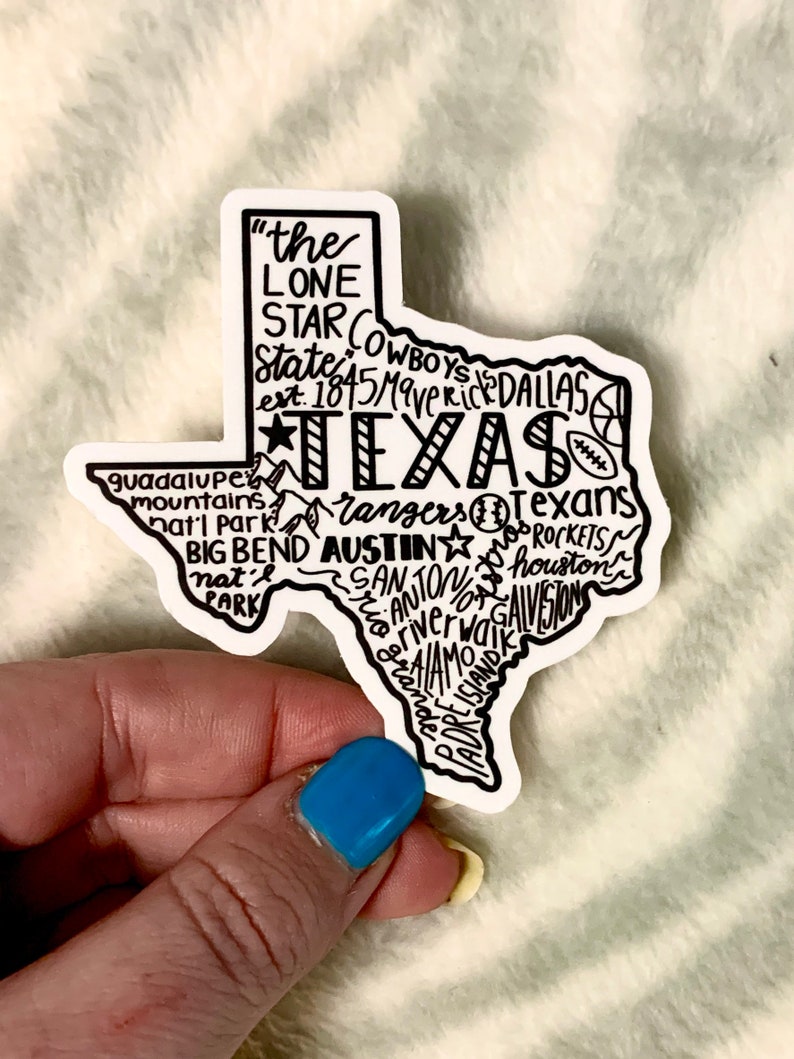 Texas Typography Vinyl Sticker WATERPROOF Laptop Water - Etsy