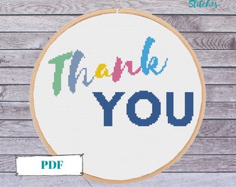 Thank you cross stitch pattern PDF