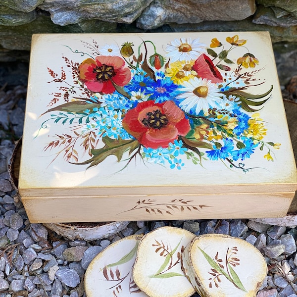 Tea Box Wood, Wood Chest Birthday Gift, Flower Stash Box, White Tea Bag Storage 12 Compartments, Tea Caddy, Modern Oryginal Tea Box