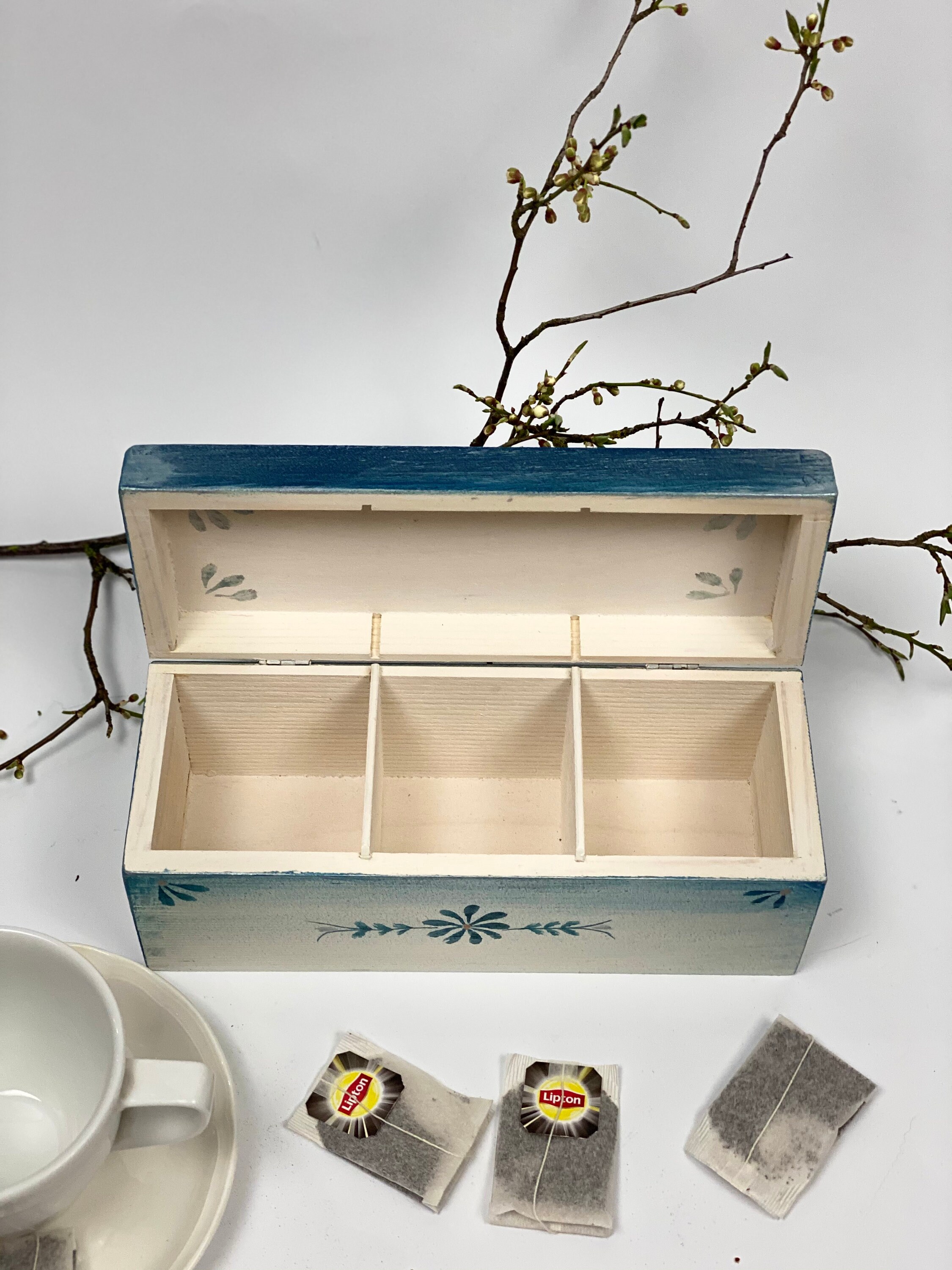 Tea storage Blue Small Box for Tea Bags Tea Chest Tea bag Etsy