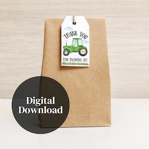 Green Tractor Thank You Goodie Bag Tags | Printable Digital Download |  Party Favor Labels