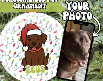 Adorno navideño personalizado de tu mascota con tu foto / Adorno navideño personalizado para perro, gato o pájaro / Regalo conmemorativo para tu mascota / Recuerdo dibujado a mano