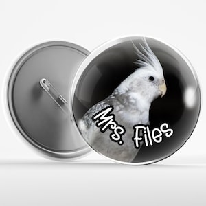Cockatiel Bird Pin Back Button