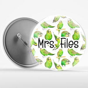 Budgie Bird Pin Back Button