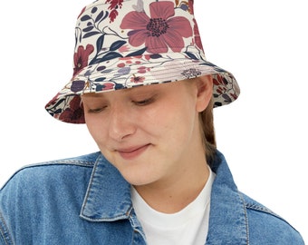 Floral Bucket Hat sombrero de cubo personalizado mujeres sombrero de cubo patrón regalos personalizados para su flor de sombrero de cubo