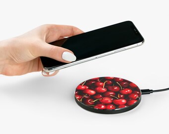Aangepaste draadloze oplader kersen oplader snel opladen iPhone 15 oplaadpad op maat gemaakte telefoonoplader